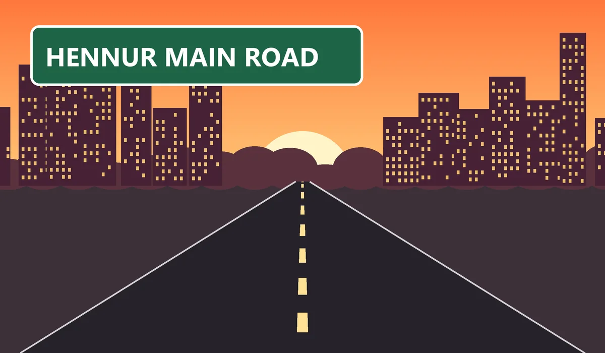 Sobha Hennur on Hennur Main Road - sunset view of the road and high-rise skyline